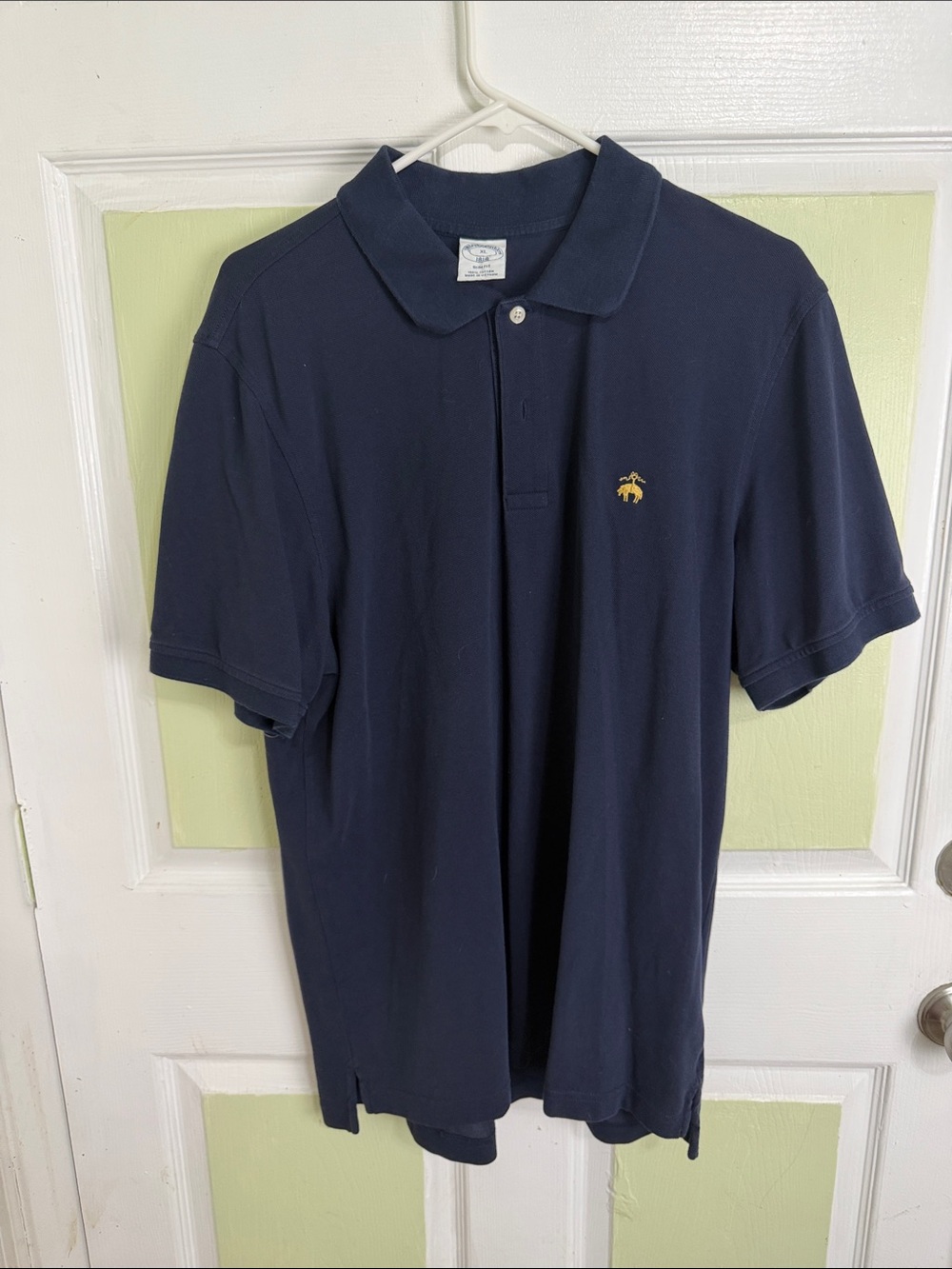 (2451) Brooks Brothers Navy Polo with Small Gold Emblem, Size: XL